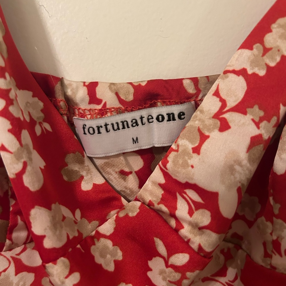 Spaghetti Strap Red Floral Midi Dress - Picture 5 of 5